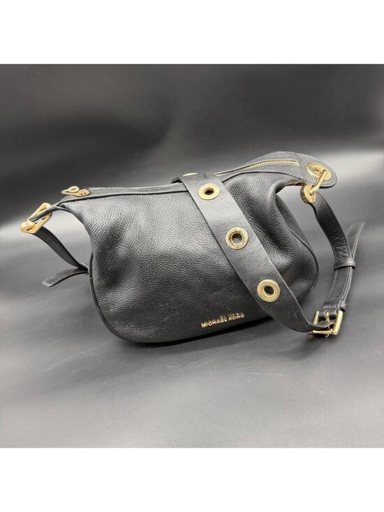 Michael Kors Handbags - Michael Kors Barlow Medium Black Leather Purse Bag Grommet Adjustable Strap